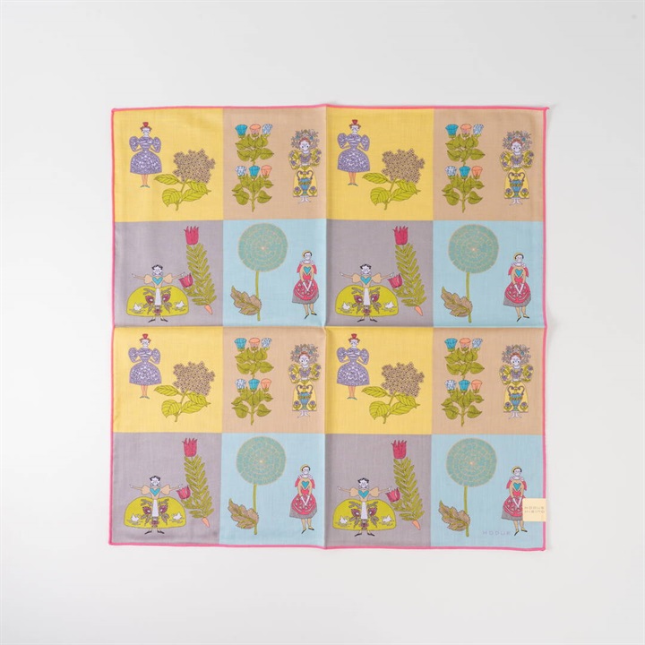 【KODUE HIBINO】シルクスクリーンプリントハンカチ 少女
