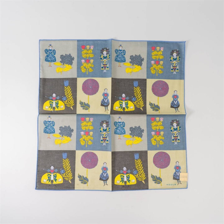 【KODUE HIBINO】シルクスクリーンプリントハンカチ 少女