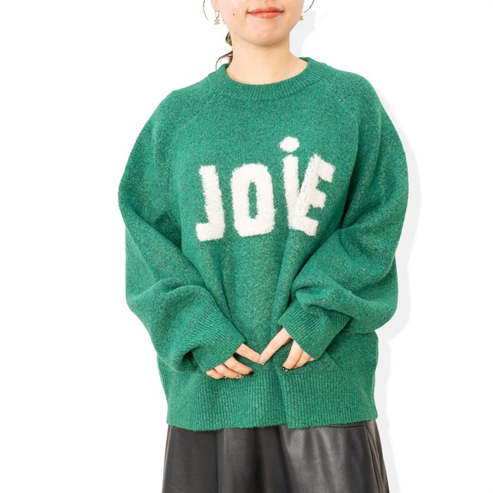 【POU DOU DOU】ロゴループジャガード 長袖ニットプルオーバー(360 GREEN)