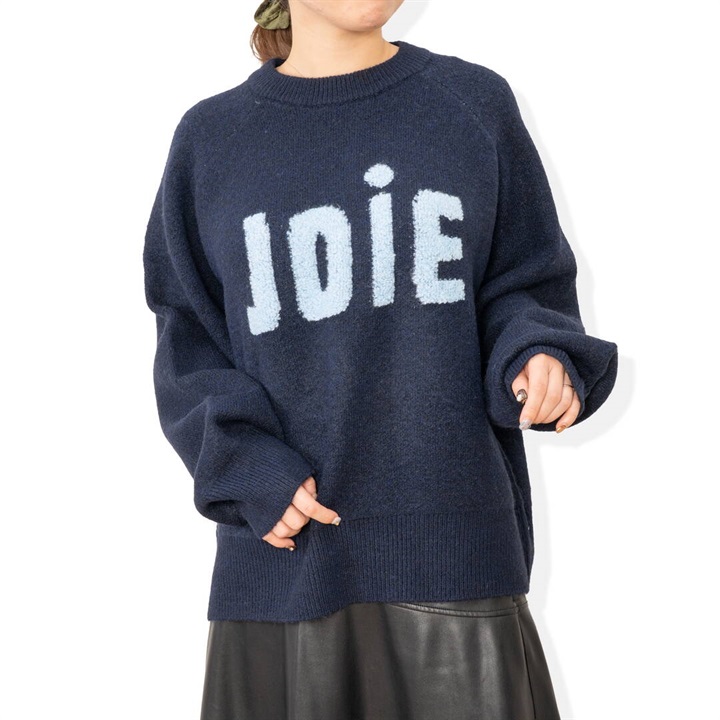【POU DOU DOU】ロゴループジャガード 長袖ニットプルオーバー(375 NAVY)