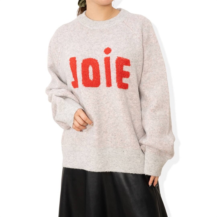 【POU DOU DOU】ロゴループジャガード 長袖ニットプルオーバー(390 GRAY)