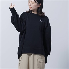 【PAGE ONE】CVC裏毛袖ボタン 長袖スウェット(07 BLACK)