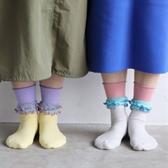 【KIVISDOU】ダブルフリル クルーソックス2P(S)