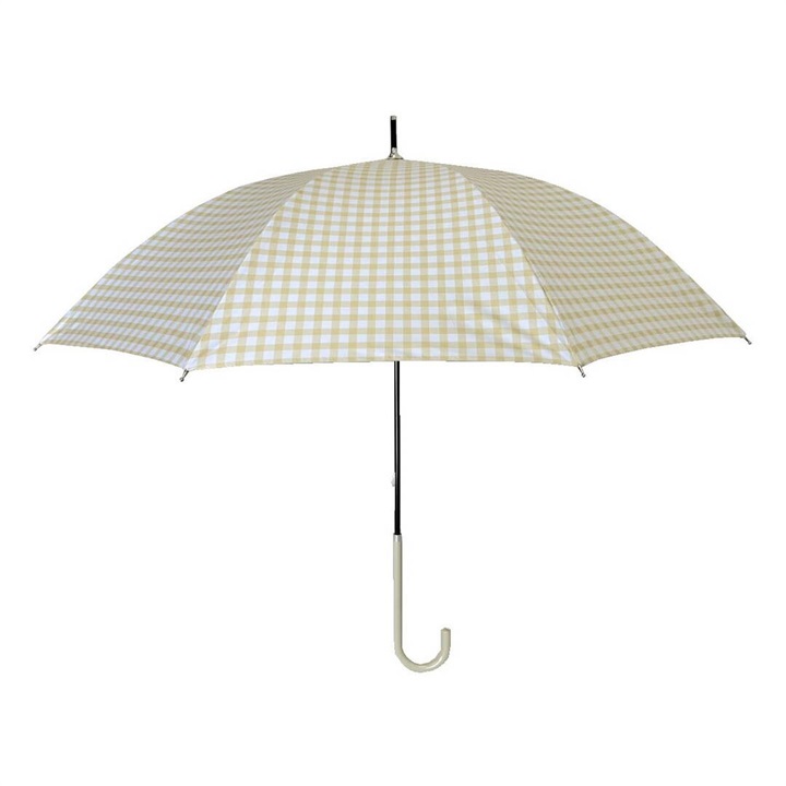 【PAGE ONE】晴雨兼用傘 50cm バイカラー 日傘柄長 ギンガムチェック ポリウレタン加工(10 IVORY)