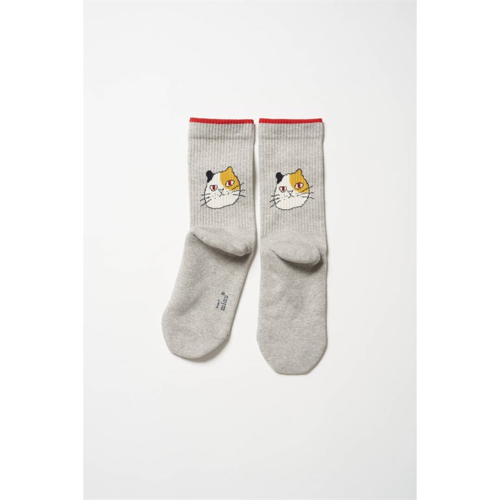【from F miau】olen わたしとぼく クルーソックス 杢グレー