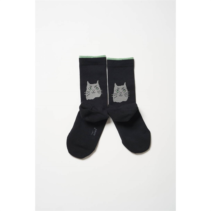 【from F miau】olen わたしとぼく クルーソックス ブラック