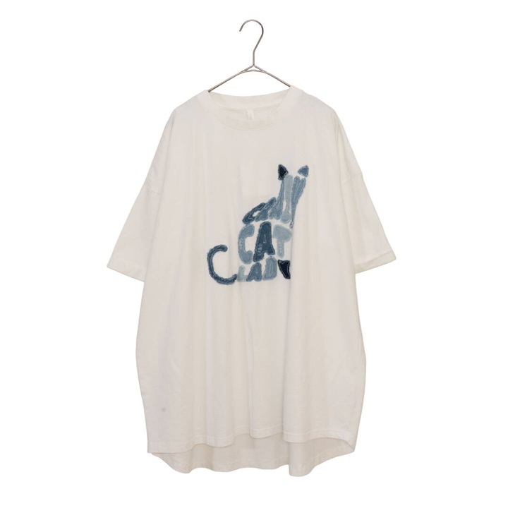 【Lupilien】半袖Tシャツ デニムパッチワーク 天竺パウダー加工