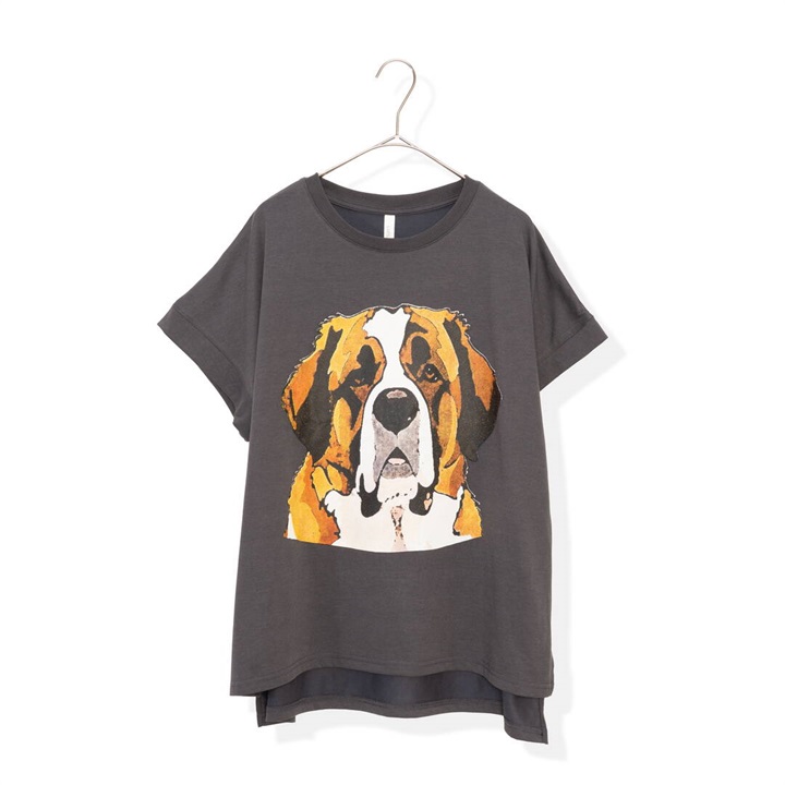 【Lupilien】半袖Tシャツ セントバーナードプリント 天竺 接触冷感