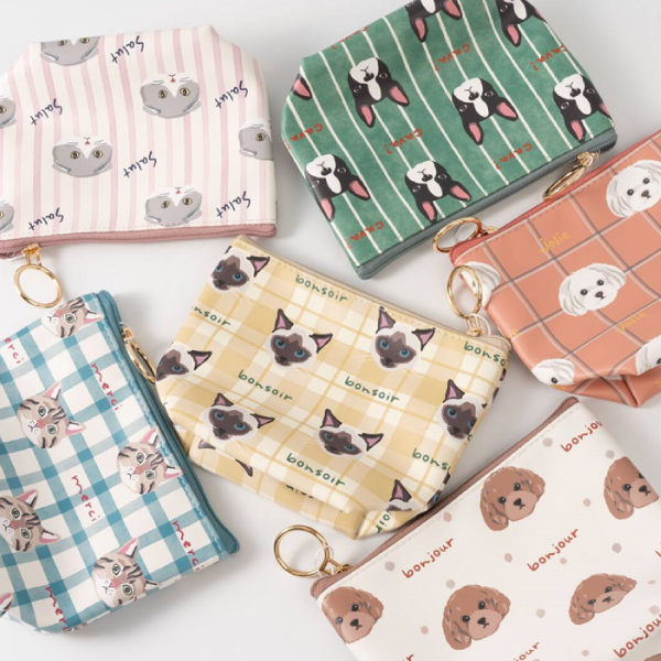 【ouaf ouaf ＆ miaou marche】マチ付きポーチ