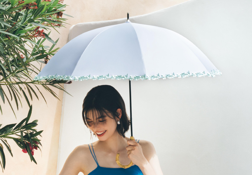 【because】PUフラワーレース 晴雨兼用 長傘