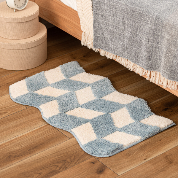 ブルーチェッカーマット