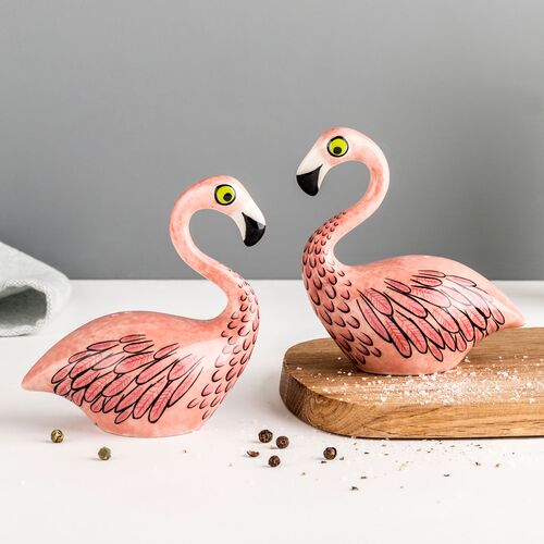 調味料入れ｜【Hannah Turner】 Salt and Pepper Flamingo 【スリランカ製】 ＊2022年9月価格改定