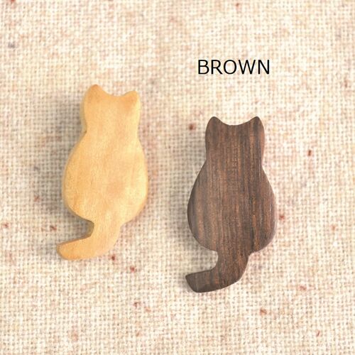 ブローチ｜【Live in perfect union】 Wood Brooch CAT 【ネパール製】
