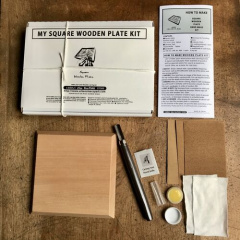 【URBAN OLE ECOPARK】 MY WOOD SQUARE PLATE CARVING DIY KIT 正方形プレート かつら(ホワイト)