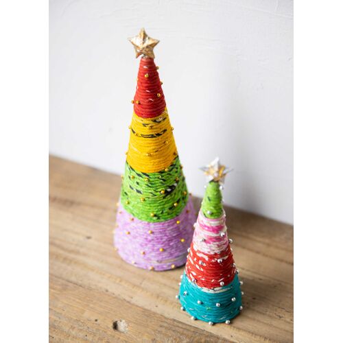 【People Tree】 オブジェ リサイクルサリーのクリスマスツリー（小）