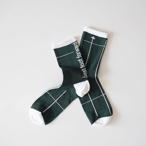 クルーソックス｜【FEEL MY FOOTSTEPS】 DRAW A LINE M-L 【フィンランド製】(green)