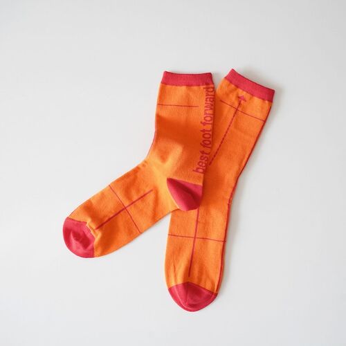 クルーソックス｜【FEEL MY FOOTSTEPS】 DRAW A LINE M-L 【フィンランド製】(orange)