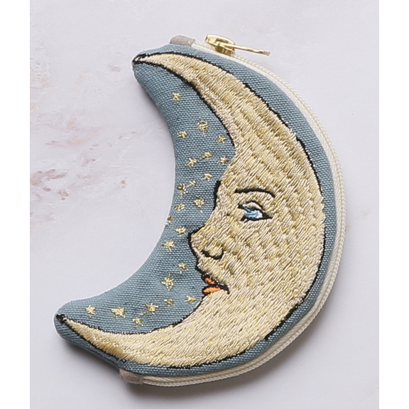 【artipur COTTAGE】 ポーチ ダイカット ムーン刺繍ポーチ