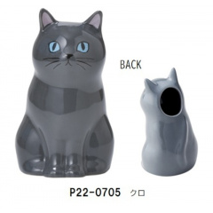 フラワーベース＆ペンスタンド ネコ(クロ)