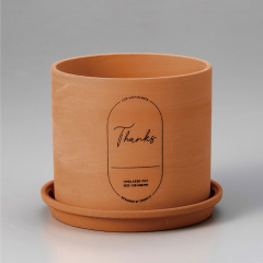 【TRONCO】Chaleur Cylinder ロゴ入り素焼きの鉢(ブラウン)