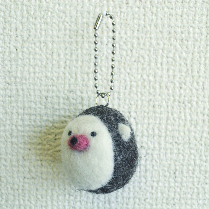 キーホルダー｜【Live in perfect union】 Felt Manmaru Key holder まんまる 【ネパール製】(Hedgehog)