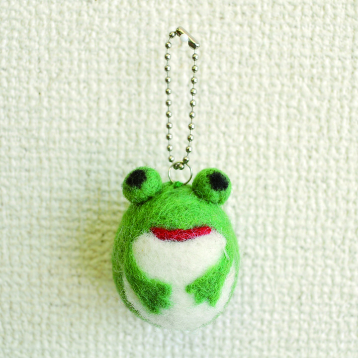 キーホルダー｜【Live in perfect union】 Felt Manmaru Key holder まんまる 【ネパール製】(Frog)