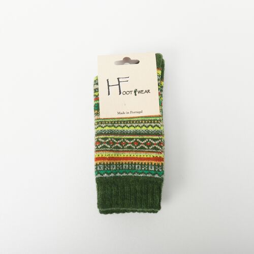 ソックス｜【HFOOTWEAR】 FAIR ISLE ウール混 2023年 【ポルトガル製】(FOREST)