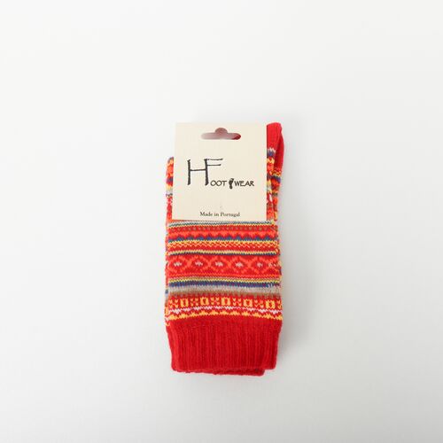 ソックス｜【HFOOTWEAR】 FAIR ISLE ウール混 2023年 【ポルトガル製】(ORANGE)