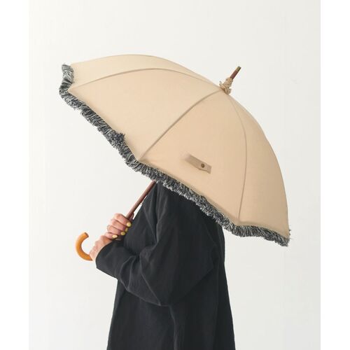 長傘｜【392 plus m】 晴雨兼用 T/C PARASOL 47cm フリンジ Q222(15 BEIGE)