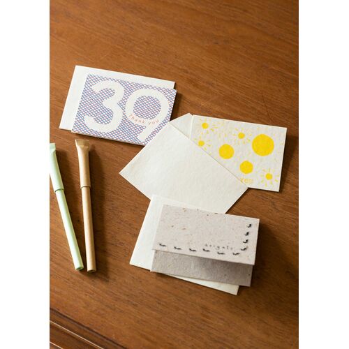 【People Tree】 グリーティングカード 手漉き紙のミニグリーティングカード（3枚セット） サンキュー アリ&太陽