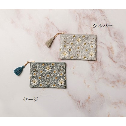 【artipur COTTAGE】 ポーチ BEADS EMBROIDERY SERIES ビーズ刺繍 S M42ー2228