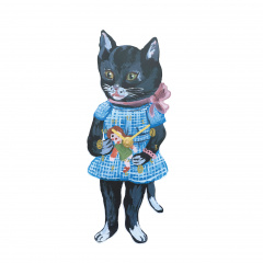 【Nathalie Lete】 掛時計 ダイカット Animal(Black cat/510081)