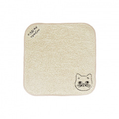 【松尾ミユキ】 タオルハンカチ Embroidered Cat(Natural/110212)