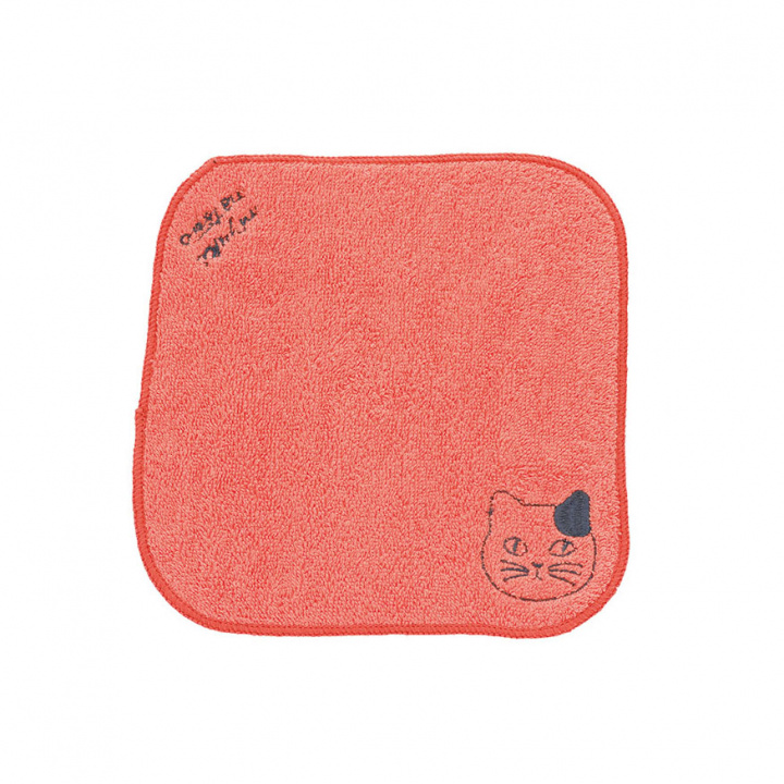 【松尾ミユキ】 タオルハンカチ Embroidered Cat(Red/110214)