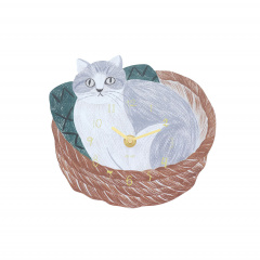 【松尾ミユキ】 掛時計 ダイカット(Cat in the basket/110302)