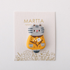 【MARTTA】 すっと佇む猫のブローチ(グレー)