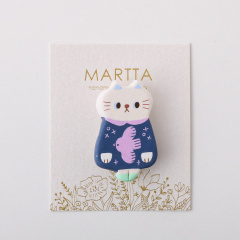 【MARTTA】 すっと佇む猫のブローチ(ホワイト)
