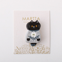 【MARTTA】 すっと佇む猫のブローチ(ブラック)