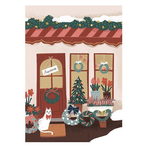 【Putinki】 グリーティングカード クリスマスグリーティングカード kaisu Sandberg クリスマスの店先