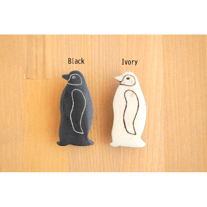 ブローチ｜【Live in perfect union】 Bone Brooch Penguin ペンギン 【ネパール製】(Ivory)