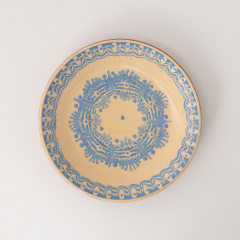 プレート｜【Troyan Pottery】 Monotones Series 中 21.5cm No.120-22M BlueLine 【ブルガリア製】(ブルー)