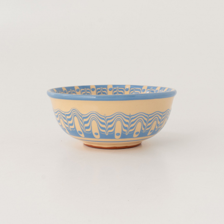 ボウル｜【Troyan Pottery】 Monotones Series 小 12cm No.130-12M BlueLine 【ブルガリア製】