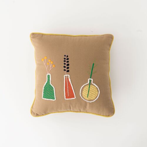 クッション｜【Ne WORKS】 -Embroidery Flower- Square Cushion 30×30cm 【インド製】