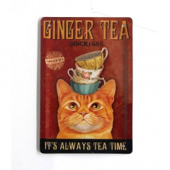 Cat Post card メタルポストカ－ド B(GINGER TEA)