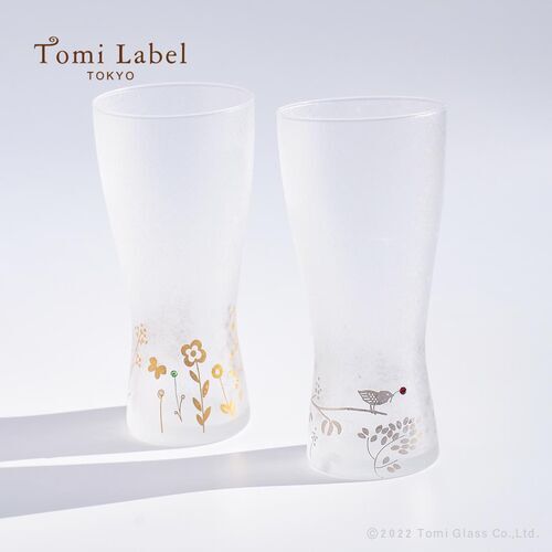 ビアグラス｜シャイン・クー スリムビア ペアセット ラインストーン付き Tomi Label TOKYO