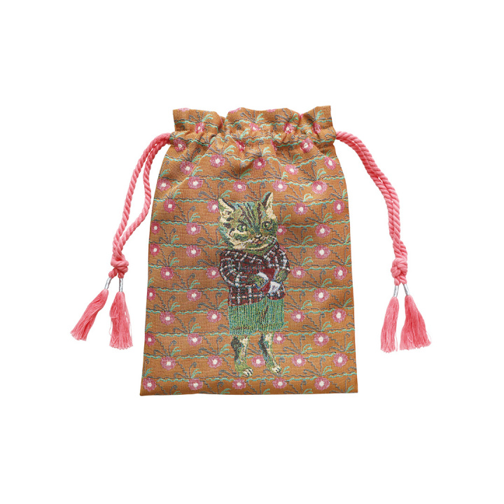 巾着バッグ｜【Nathalie Lete】 Drawstring bag ナタリーレテ(Tabby cat/510796)