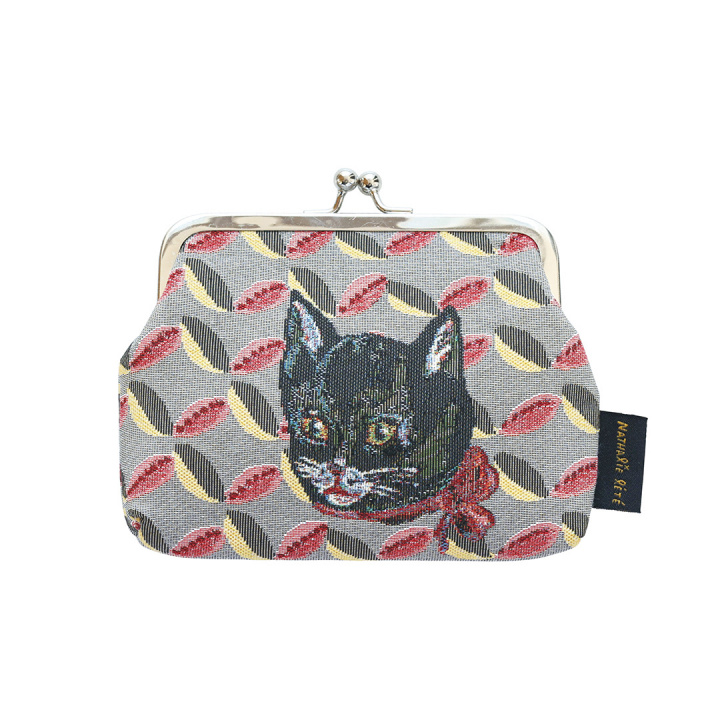 がま口ポーチ｜【Nathalie Lete】 Mini purse ナタリーレテ(Black cat/510802)