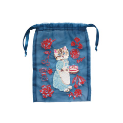 巾着ポーチ｜【Nathalie Lete】 Organdy Drawstring pouch ナタリーレテ(Blue eye/510813)