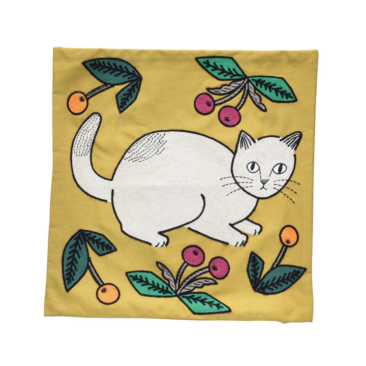 クッションカバー｜【松尾ミユキ】 Embroidery Cushion cover Matsuo Miyuki(Kitten/110522)