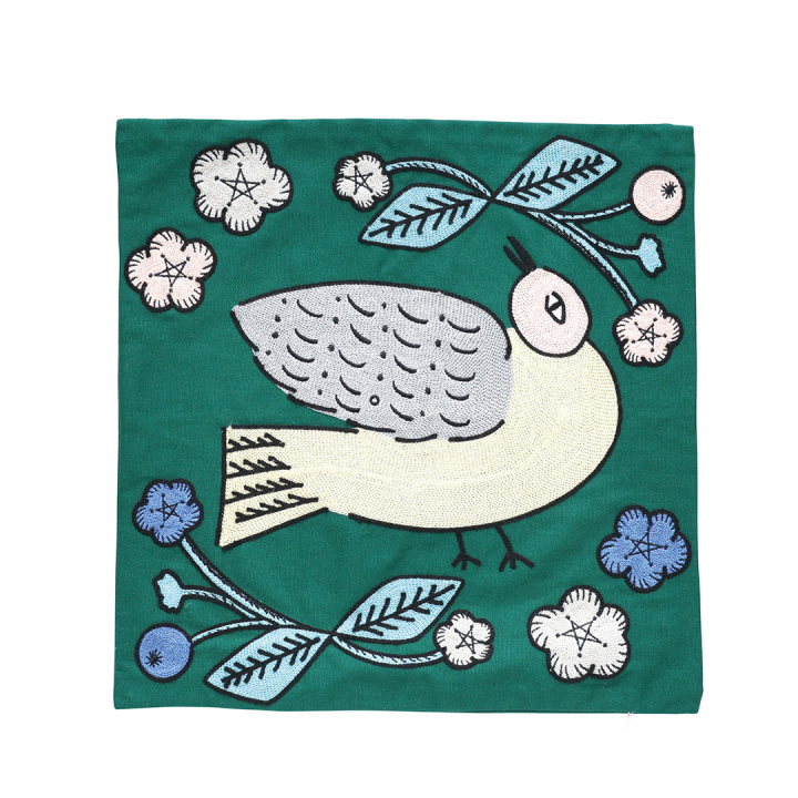 クッションカバー｜【松尾ミユキ】 Embroidery Cushion cover Matsuo Miyuki(Bird 01/110524)